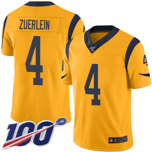 Los Angeles Rams Limited Gold Men Greg Zuerlein Jersey NFL Football 4 100th Season Rush Vapor Untouchable